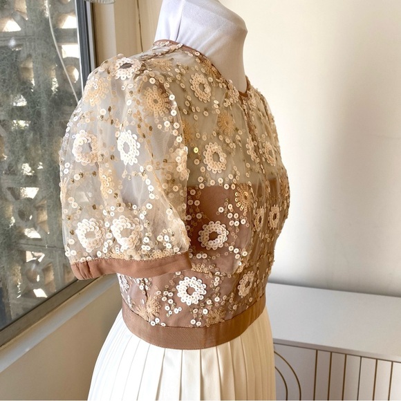 Self-Portrait “Flower Sequin Pleated Maxi Dress, Sz US 6 / UK 10, NWT - Perfect - Picture 9 of 16